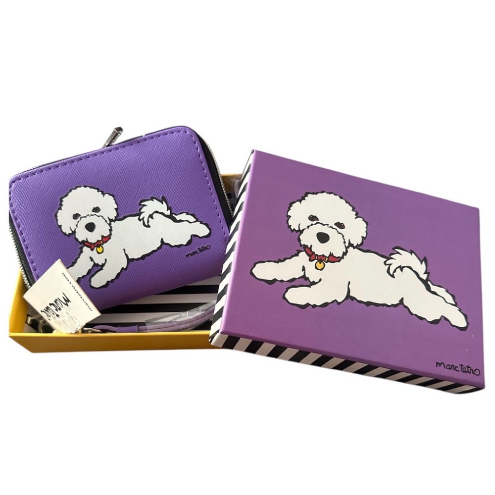 Marc Tetro Bichon/Maltese Purple/Black & White Wallet (NIB)